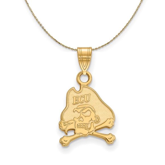 14k Yellow Gold East Carolina U Sm Logo Necklace - 24 Inch